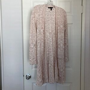White House Black Market - Open Front Cardigan Blush + Off-White | Size S